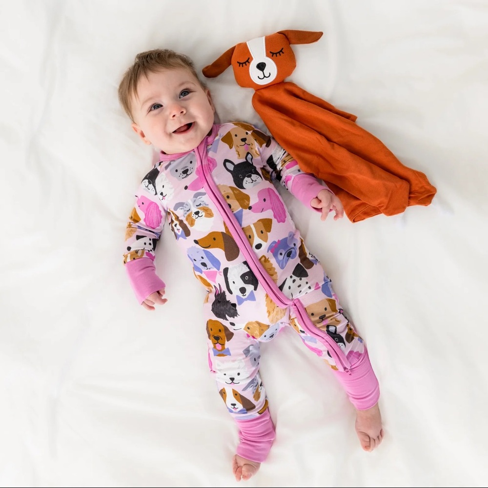 NWT 3-6M Little Sleepies Pink Puppy Parade Zippy